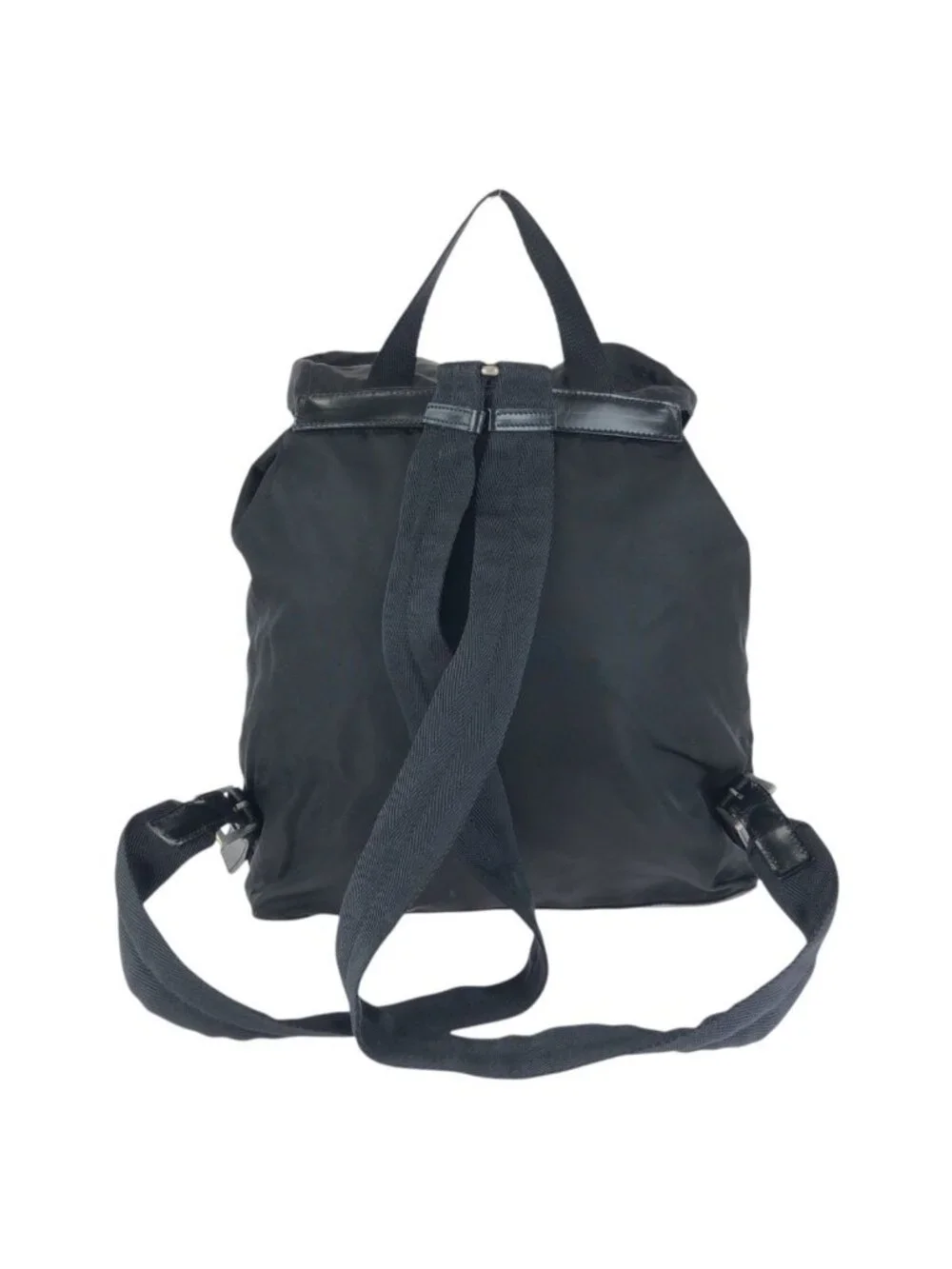 Prada Tessuto Black Silver Nylon Leather Backpack